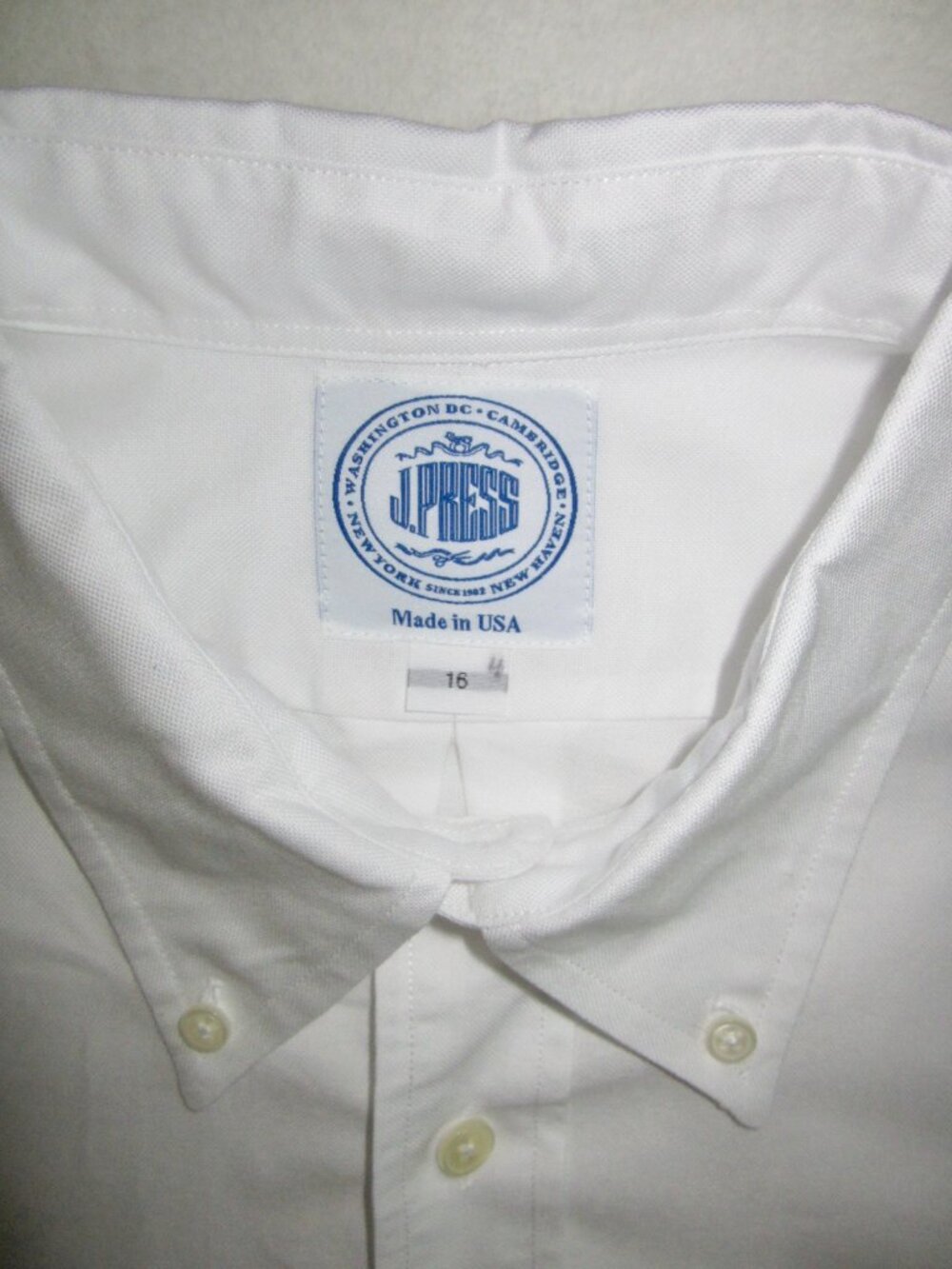 J PRESS Made in USA White Oxford Cloth Button Down Shirt Men's Large - Picture 7 of 10